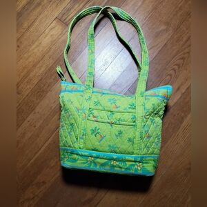 Sharif Vibrant Green Tropical Tote